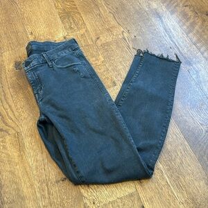 Mother Women’s Looker Ankle Fray Jeans Black Size 26